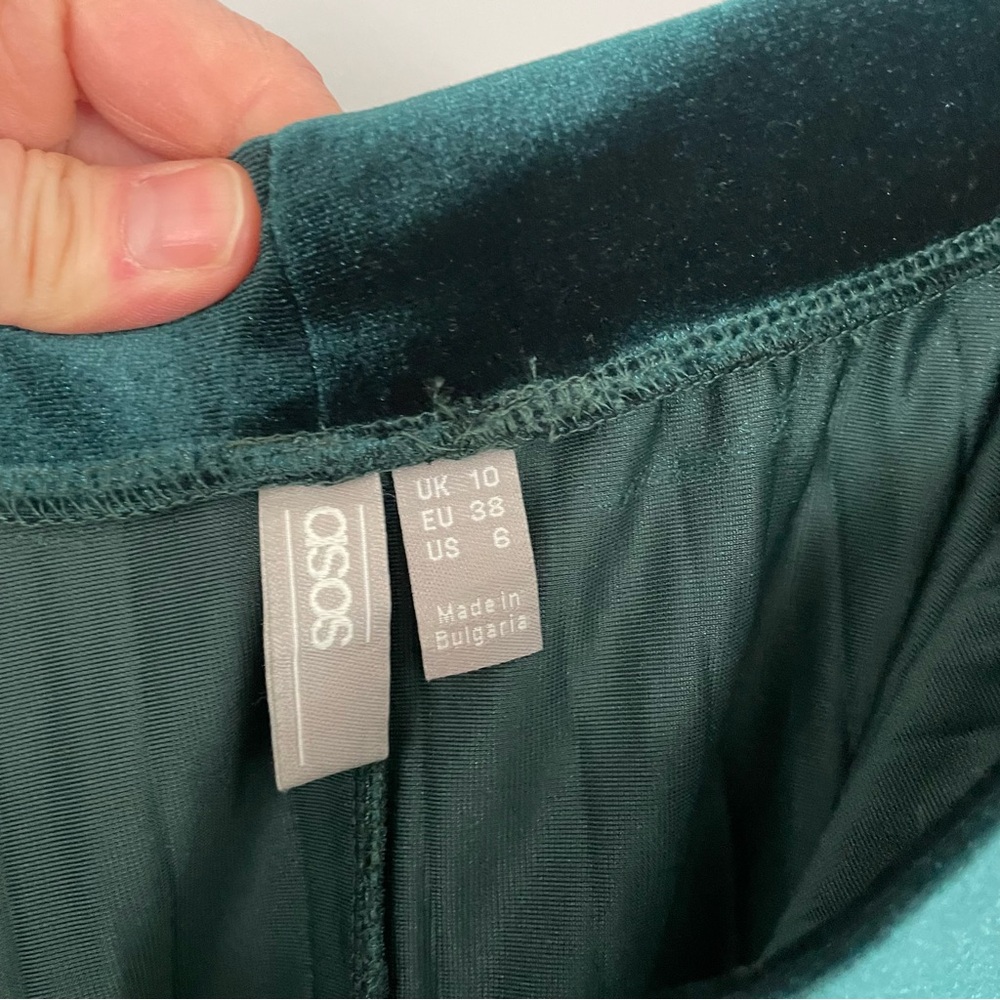 ASOS Emerald Green Velvet Pleated Midi Skirt - Picture 5 of 5
